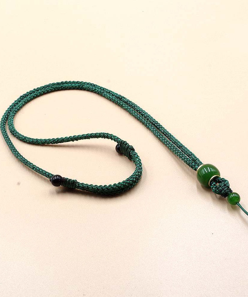 Simple Light Green Hand Knitting Jade Pendant Necklace