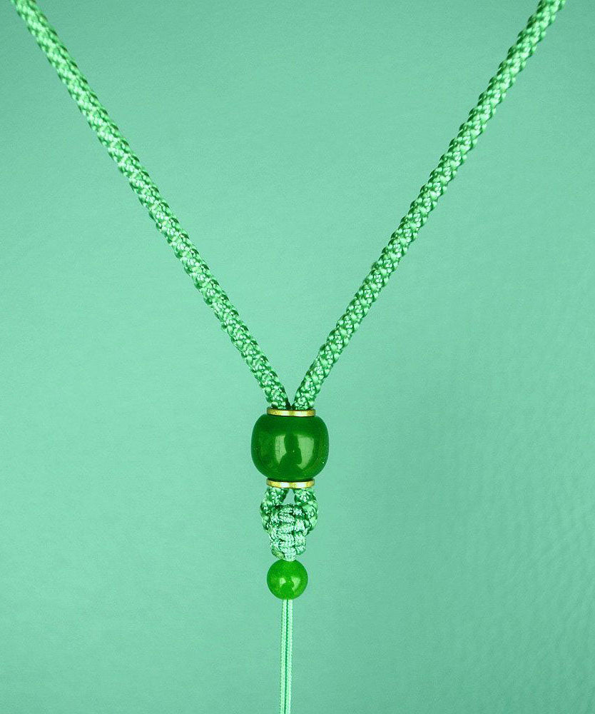 Simple Light Green Hand Knitting Jade Pendant Necklace