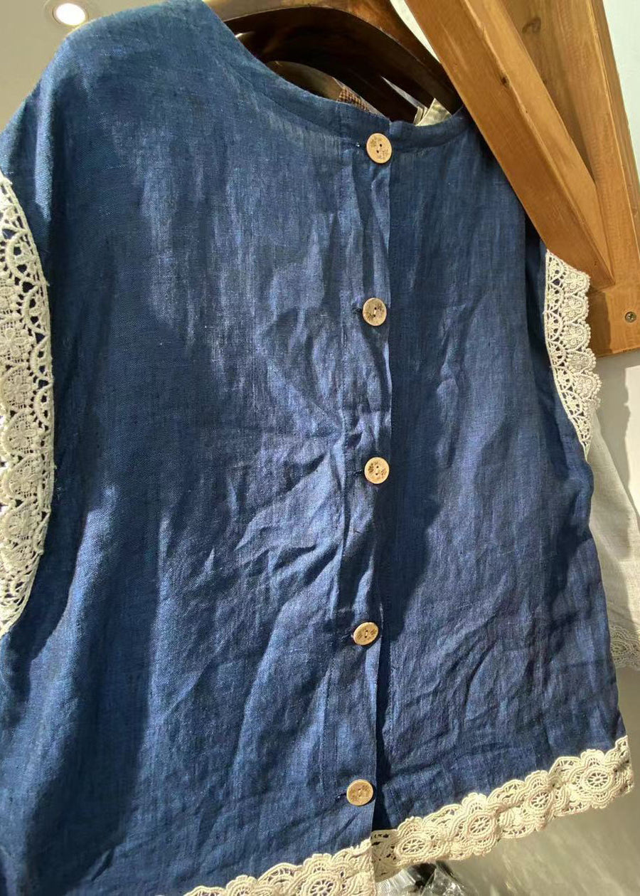 Lapel Long Sleeves Button Up Lace Patchwork Shirt main image 0