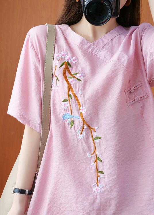 Simple Pink Silhouette Asymmetrical Design Size Clothing Summer Tops - Omychic