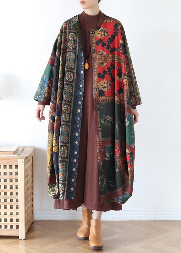 Simple Print O-Neck Button Coat Spring - Omychic