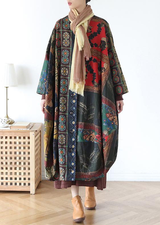 Simple Print O-Neck Button Coat Spring - Omychic