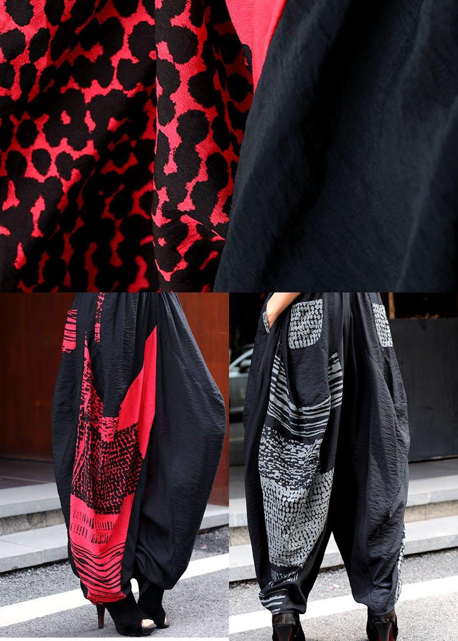 Simple Red High Waist Print Harem Winter Pants - Omychic