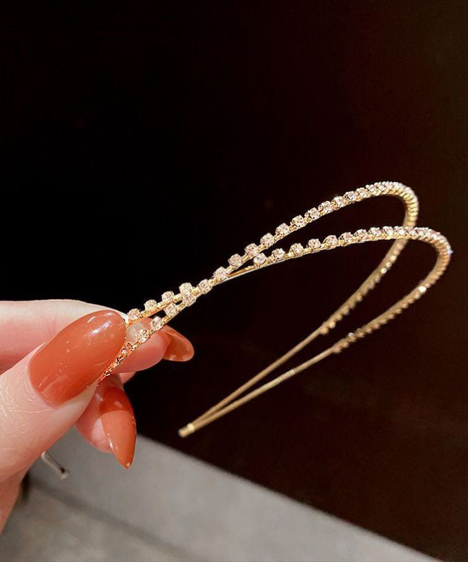 Simple Silk Alloy Silvering Zircon Cross Connection Hairpin