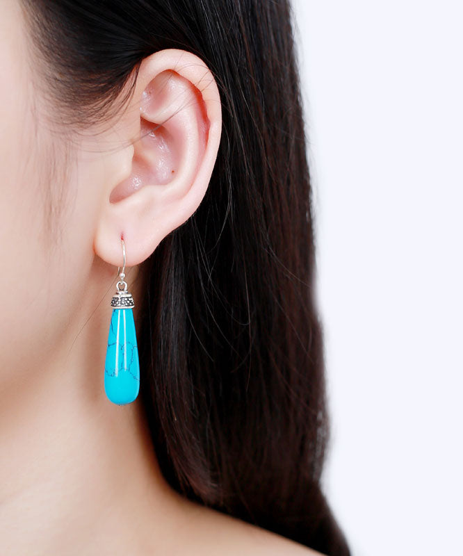Simple Sterling Silver Turquoise Drop Earrings