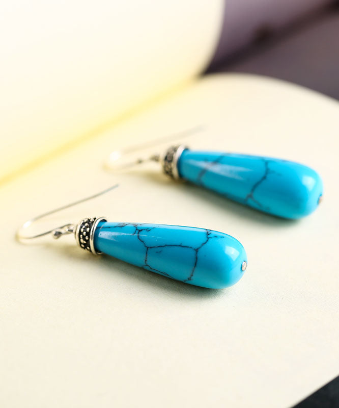 Simple Sterling Silver Turquoise Drop Earrings