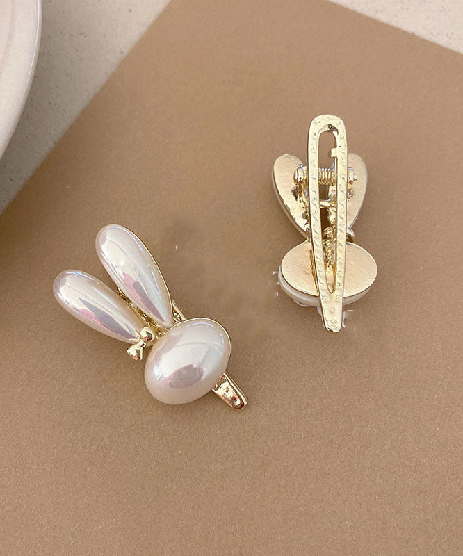 Simple White A Pair Alloy Little Rabbit Hairpin
