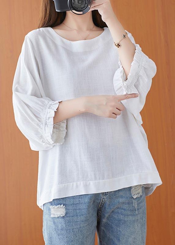 Simple White O-Neck Cotton Top Summer - Omychic