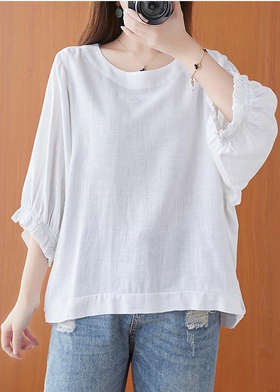 Simple White O-Neck Cotton Top Summer - Omychic