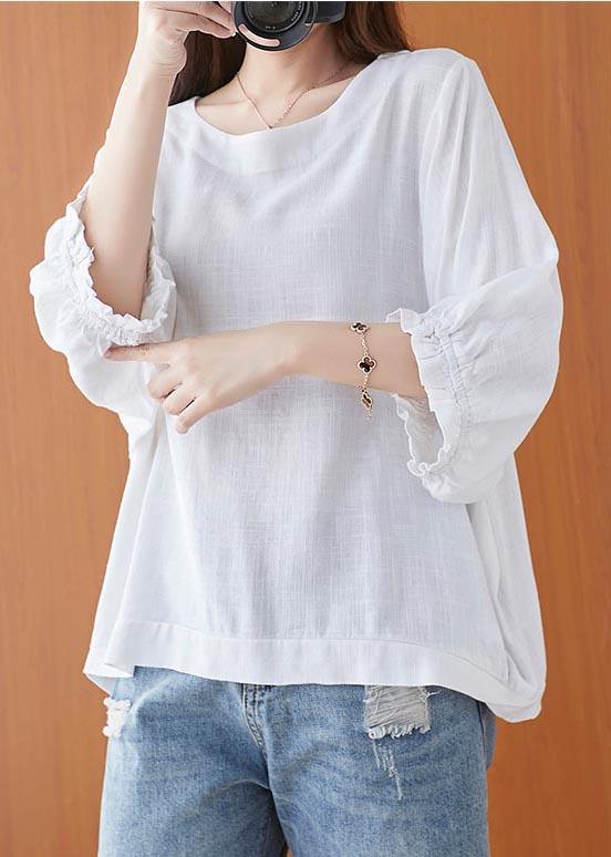 Simple White O-Neck Cotton Top Summer - Omychic