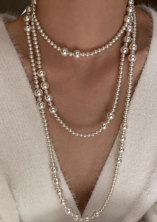 Simple White Pearl Gratuated Bead Necklace