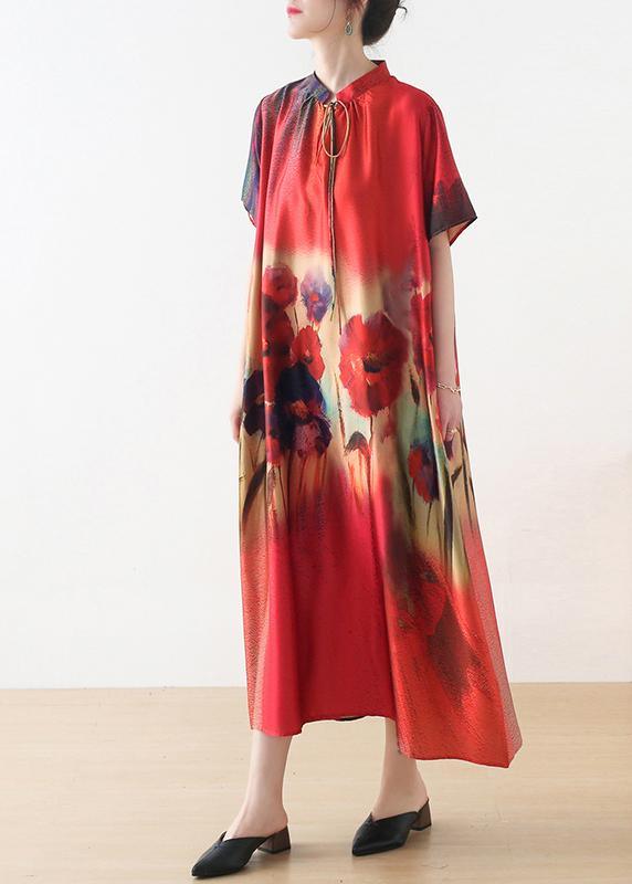 Simple Yellow Print Chiffon Tie Summer Robe Dresses - Omychic