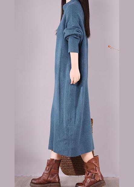 Simple Zippered Pockets Spring Clothes For Women Work Outfits Blue Robes Dresses - Omychic