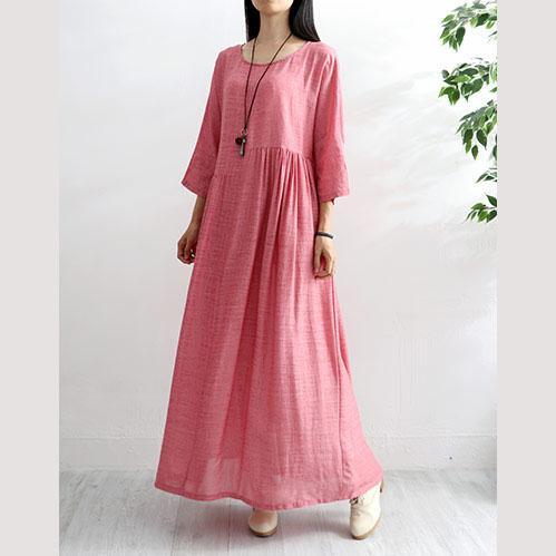 Simple asymmetric patchwork cotton quilting dresses Catwalk pink Robe Dress summer - Omychic