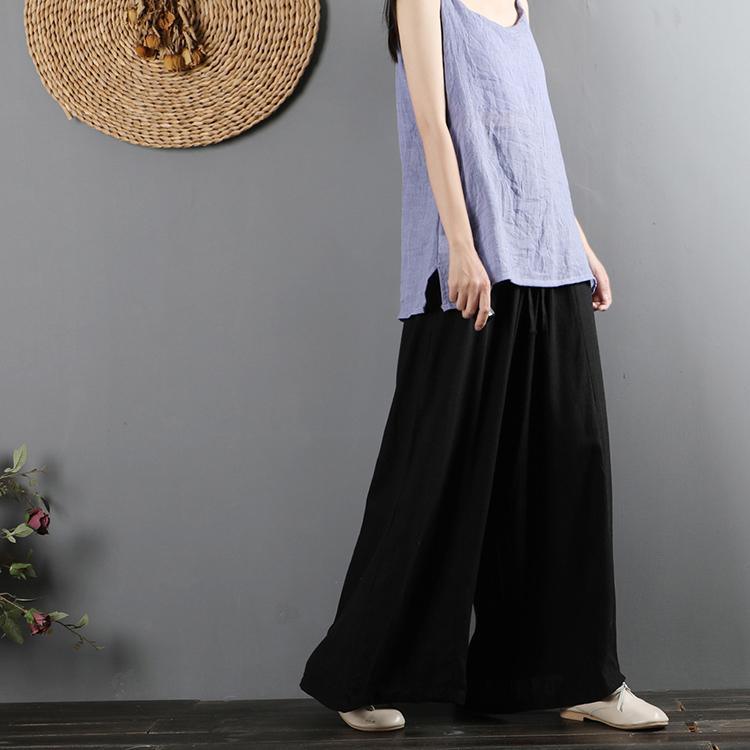 Simple black wide leg pants, wild straight casual pants - Omychic