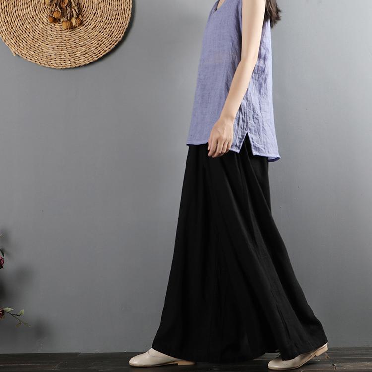 Simple black wide leg pants, wild straight casual pants - Omychic