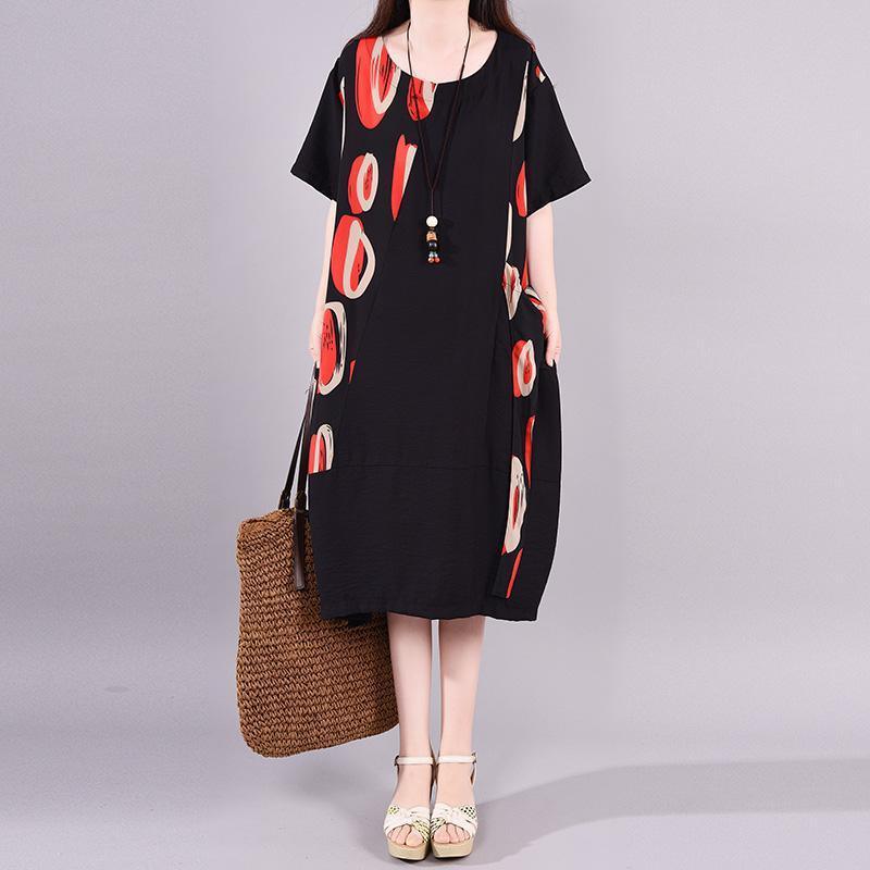 Simple Clothes Women 2021 Print Short Sleeve Round Neck A-line Dress ( Limited Stock) - Omychic