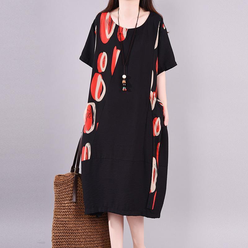 Simple Clothes Women 2021 Print Short Sleeve Round Neck A-line Dress ( Limited Stock) - Omychic