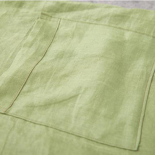 Simple O Neck Big Pockets Linen Clothes For Women Photography Green Dress Summer ( Limited Stock) - Omychic