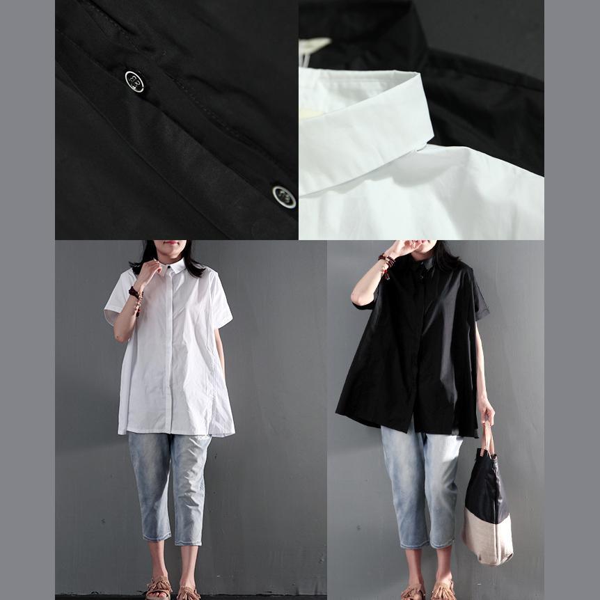 Simple white cotton women shirt plus size blouse top - Omychic
