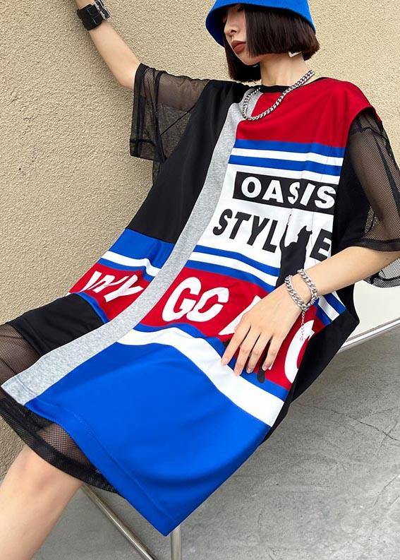 Sleeveless Letter T-shirt Vest Skirt + Short Sleeve Net Gauze Shirt Two Piece Drees - Omychic