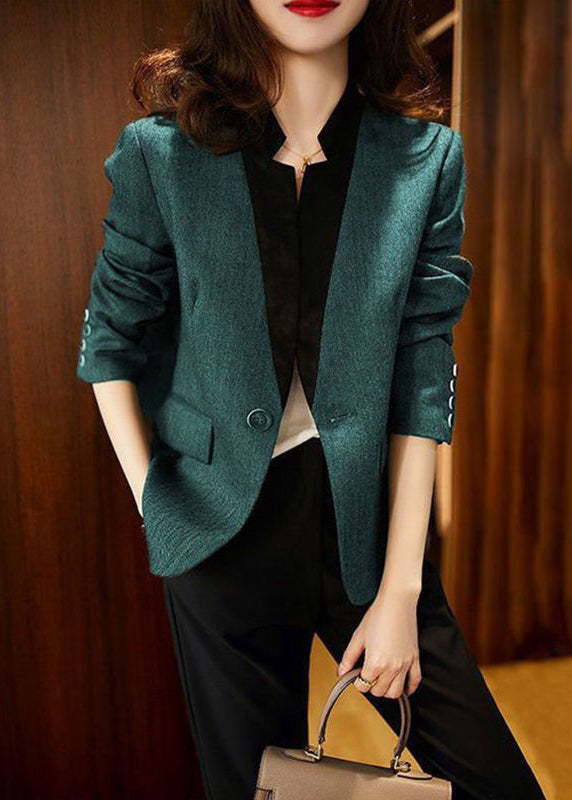 Slim Fit Grey V Neck Button Patchwork Spandex Coats Fall