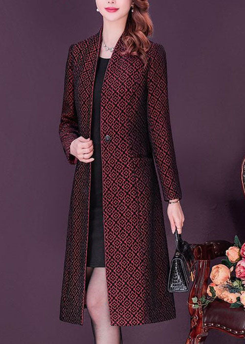 Slim Fit Mulberry Stand Collar Jacquard Spandex Trench Long Sleeve