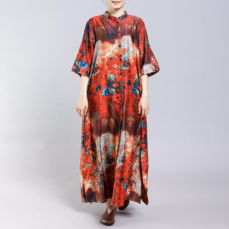 Soft Elegant Floral Printed Split Dress - Omychic