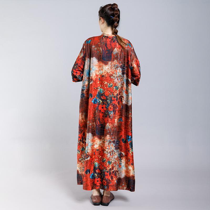 Soft Elegant Floral Printed Split Dress - Omychic