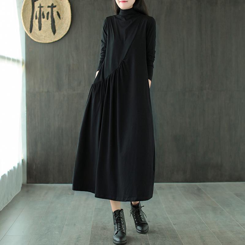 Plus Size Solid Draped High Neck Casual Dress ( Limited Stock) - Omychic