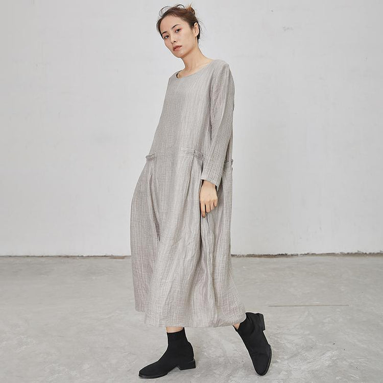 Solid Color Loose Comfortable Long Sleeve Dress - Omychic