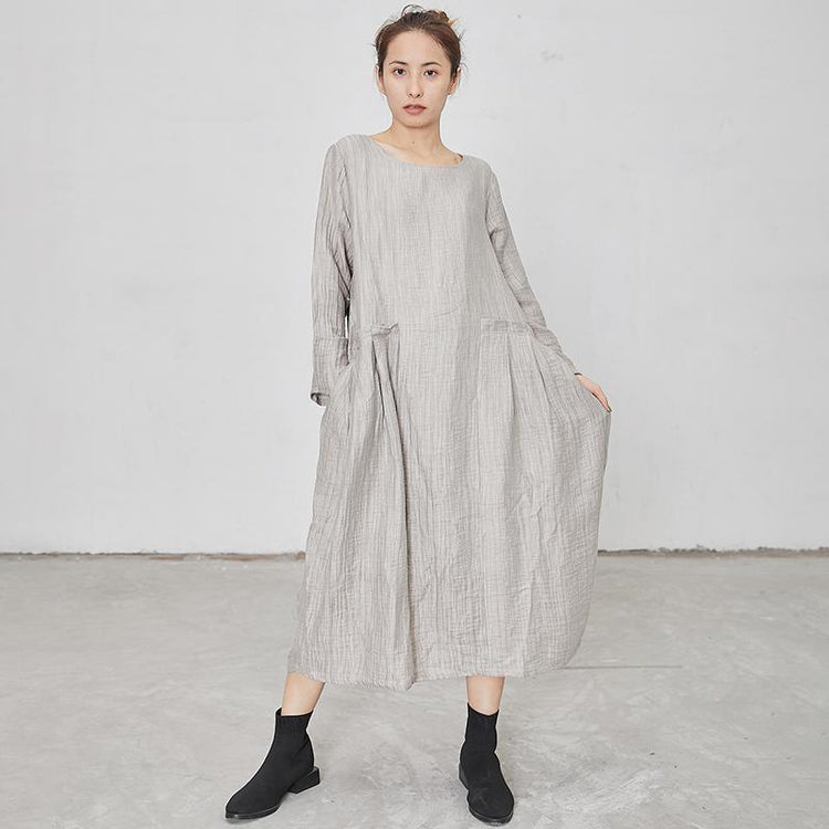 Solid Color Loose Comfortable Long Sleeve Dress - Omychic