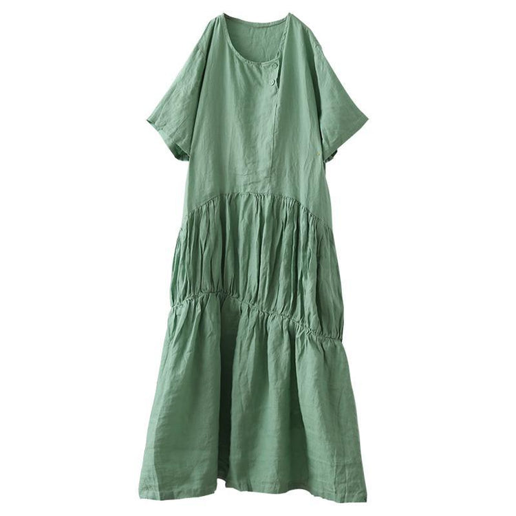 Solid Color Pleated Spliced Casual Dress - Omychic