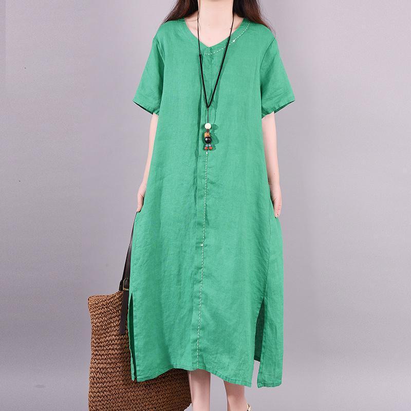 Solid Color Split Hem Casual Midi Dress - Omychic