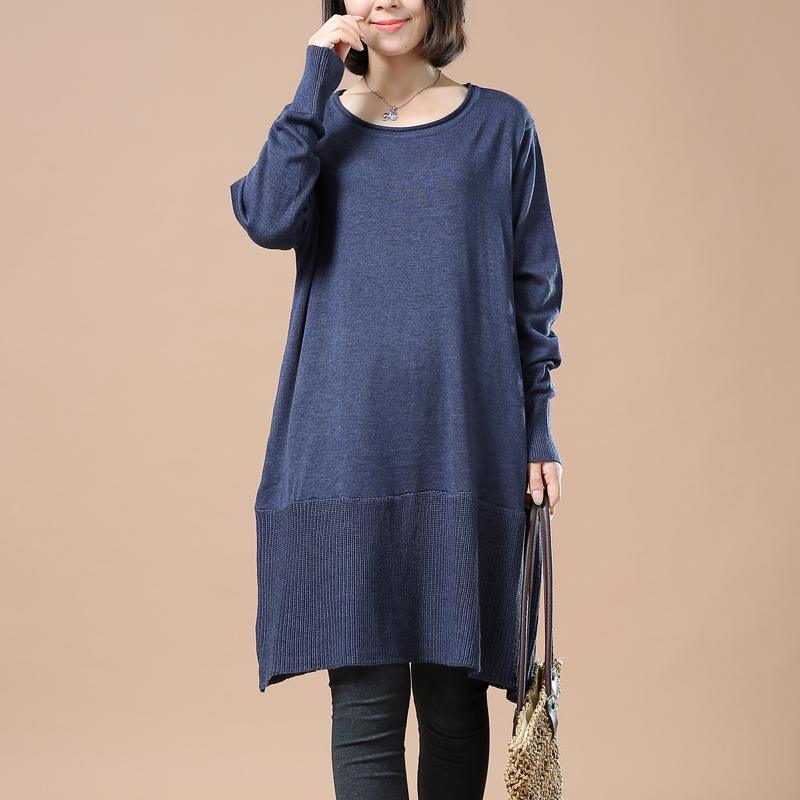 Solid blue plus size woman sweaters - Omychic