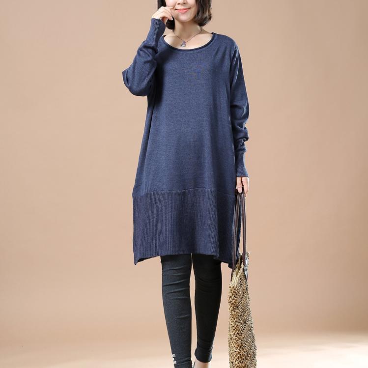 Solid blue plus size woman sweaters - Omychic