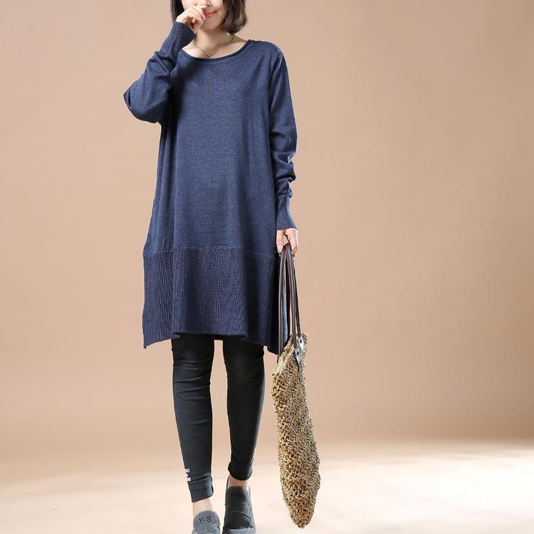 Solid blue plus size woman sweaters - Omychic