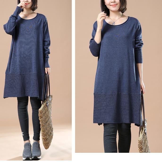 Solid blue plus size woman sweaters - Omychic