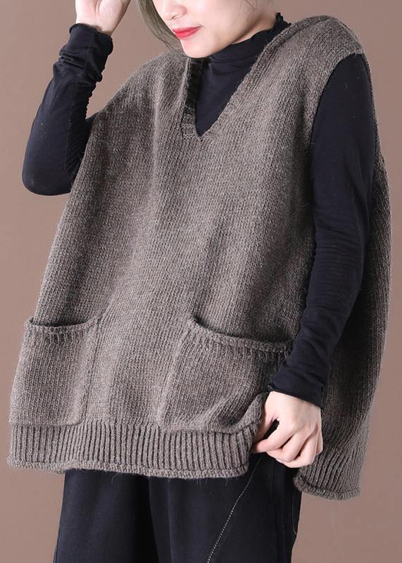 Loose Large Size Literary Hooded Knit Waistcoat Sweater Coat