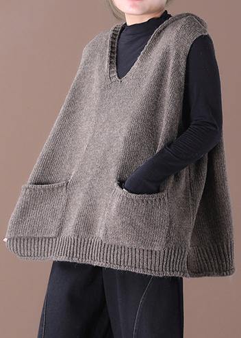 Loose Large Size Literary Hooded Knit Waistcoat Sweater Coat