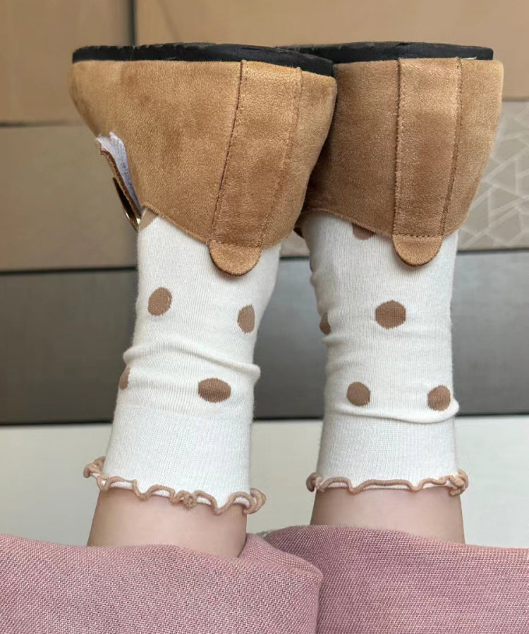 Spring Cute Dot Ruffles Cotton Breathable Mid length Socks