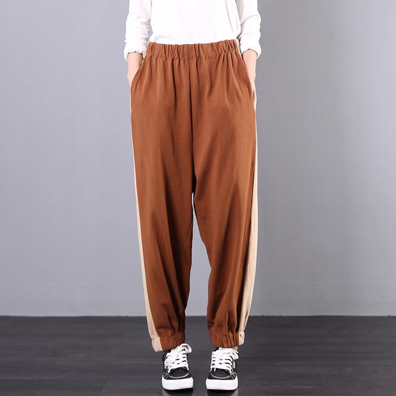 Spring loose chocolate matching color leggings casual pants women's wild harem pants - Omychic