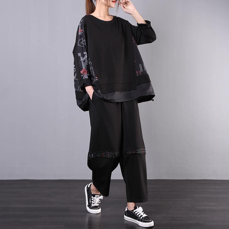 Spring new loose retro black suit women casual two-piece suit - Omychic