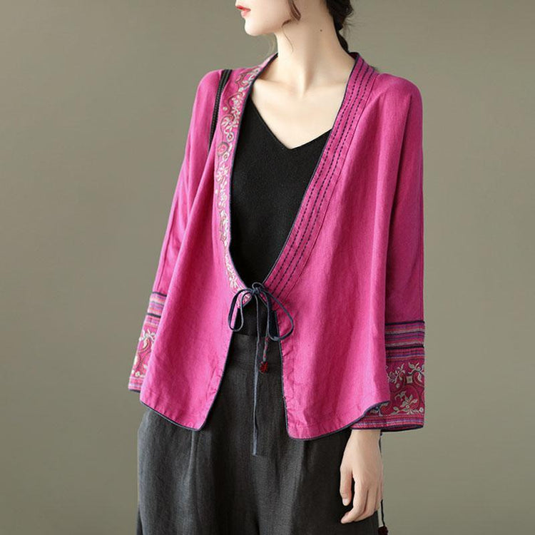 Spring Embroidery Lace-up Cardigan Coat - Omychic