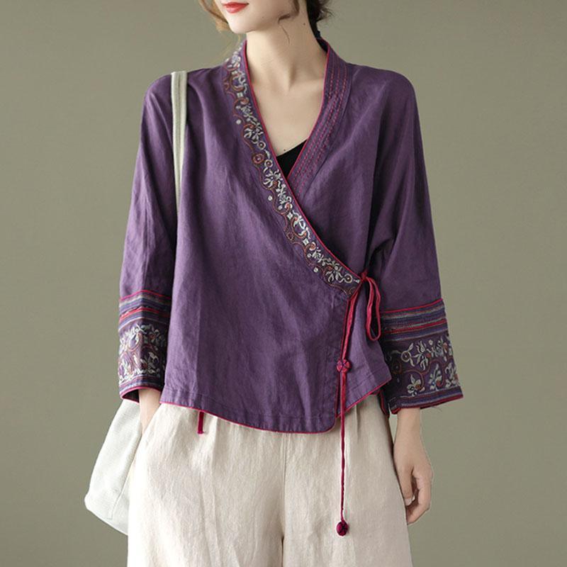 Spring Embroidery Lace-up Cardigan Coat - Omychic