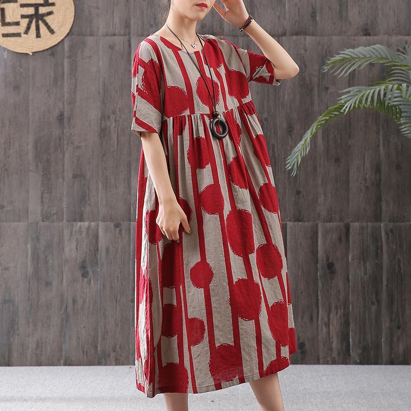 Stripes And Big Dots Retro Loose Dress - Omychic