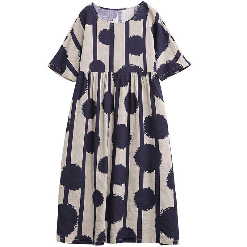 Stripes And Big Dots Retro Loose Dress - Omychic