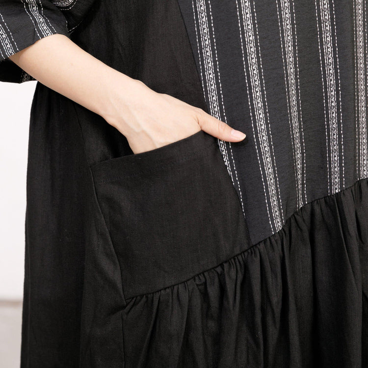 Stripes Irregular Spliced Loose Casual Dress - Omychic