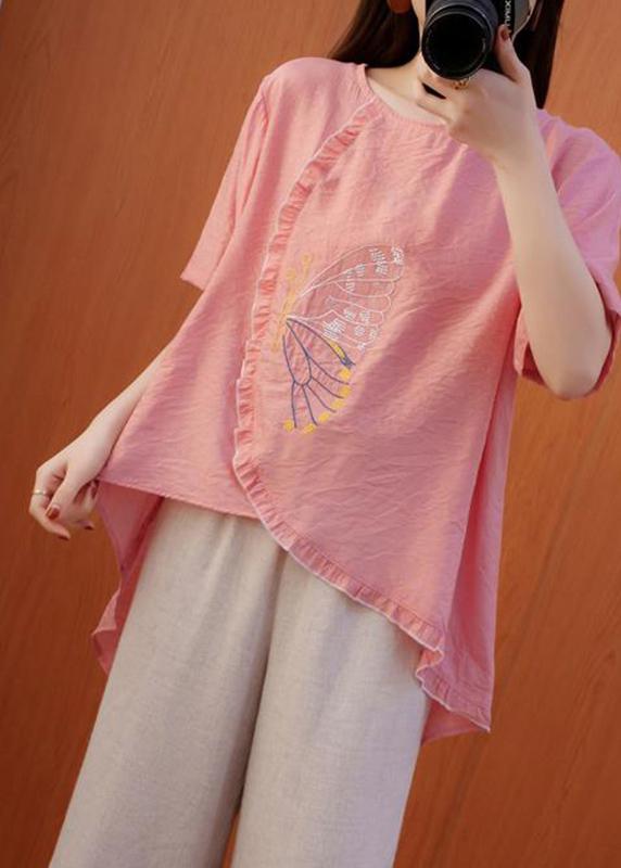 Style Asymmetric Summer Blouse Fashion Ideas Pink Shirt - Omychic