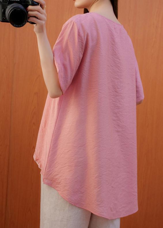 Style Asymmetric Summer Blouse Fashion Ideas Pink Shirt - Omychic